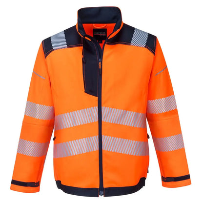 Pw3 Hi Vis Work Jacket T500 - Orange Navy - Customisable Work Jackets