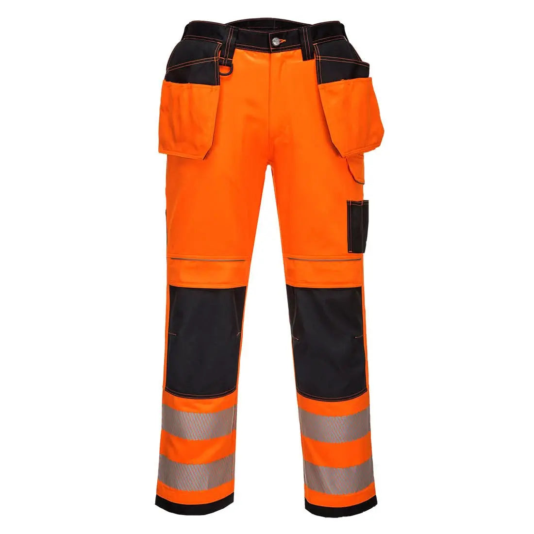Pw3 Hi Vis Holster Pocket Work Trousers T501 - Orange Black Short - Customisable Holster Trousers