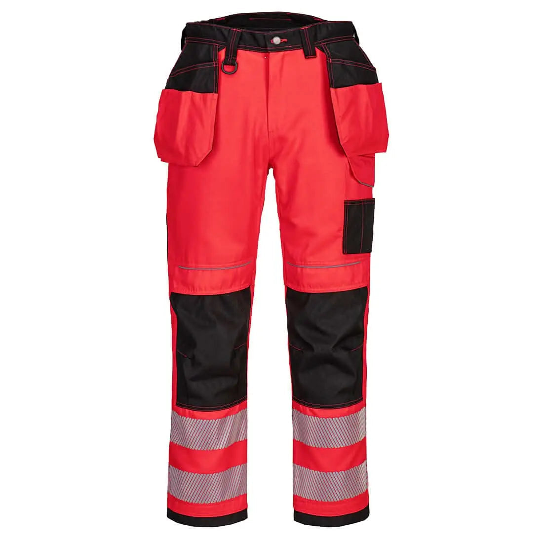Pw3 Hi Vis Holster Pocket Work Trousers T501 - Red Black - Customisable Holster Trousers