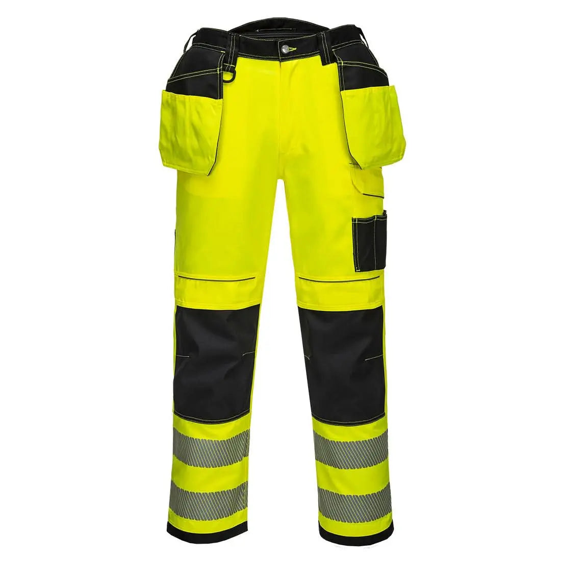 Pw3 Hi Vis Holster Pocket Work Trousers T501 - Yellow Black Short - Customisable Holster Trousers