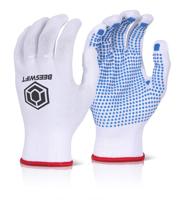 Beeswift Tronix Dot Gloves Pack Of - White - Customisable Nylon Fibre