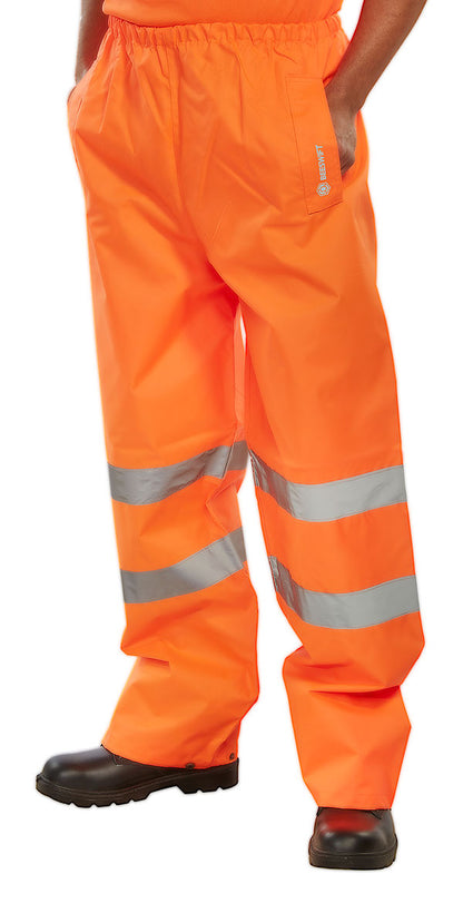 Beeswift Hi Vis Padded Thermal Lined Rain Trousers - Orange - Customisable Trousers