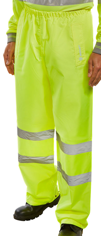 Beeswift Hi Vis Waterproof Traffic Trousers - Saturn Yellow - Customisable Trousers