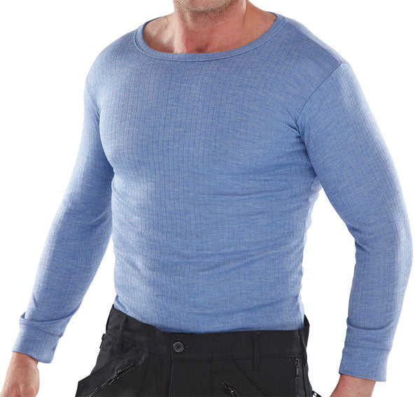 Beeswift Thermal Vest Long Sleeve - Blue - Customisable Thermals