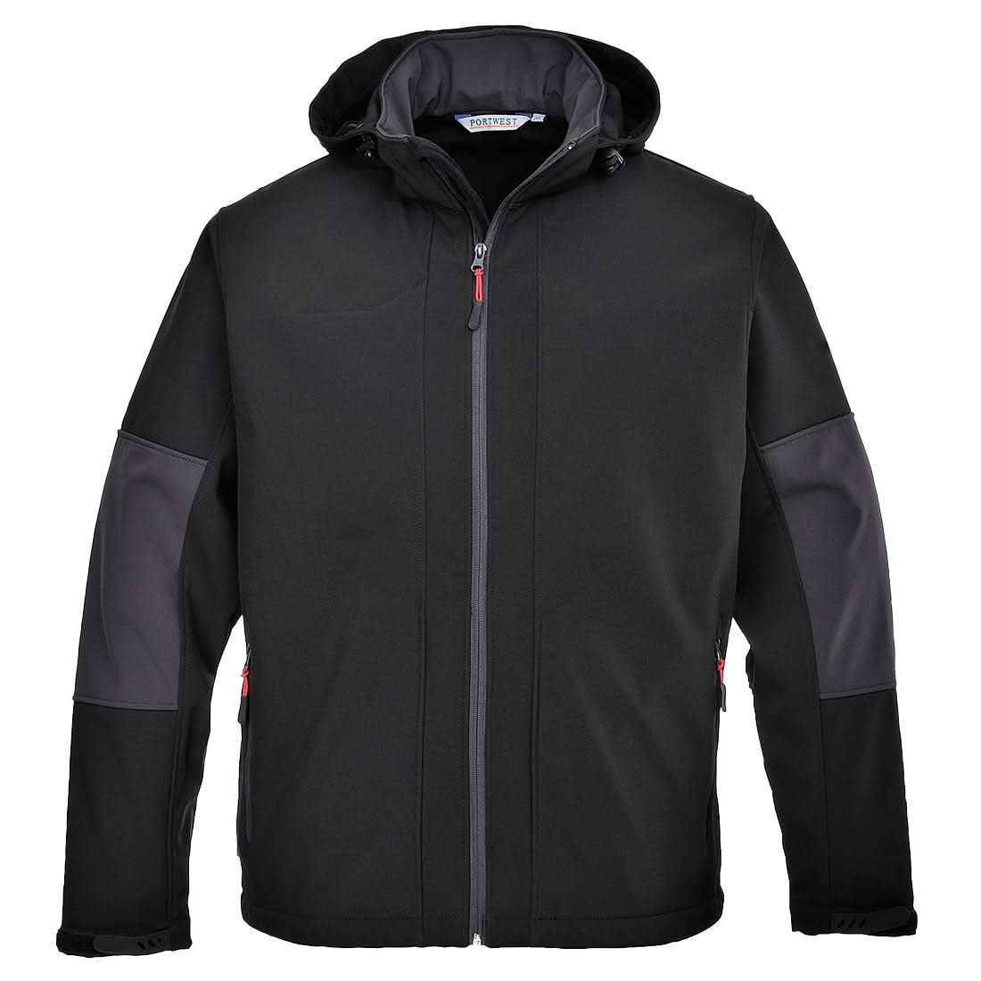 Portwest Hooded Softshell 3L TK53 - Black - Customisable Hi-Vis Jackets