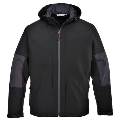 Portwest Hooded Softshell 3L TK53 - Black - Customisable Hi-Vis Jackets