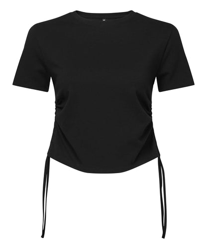 TriDri Tridri WomenS Ruched Crop Top TR069 - Black - Customisable T-Shirts