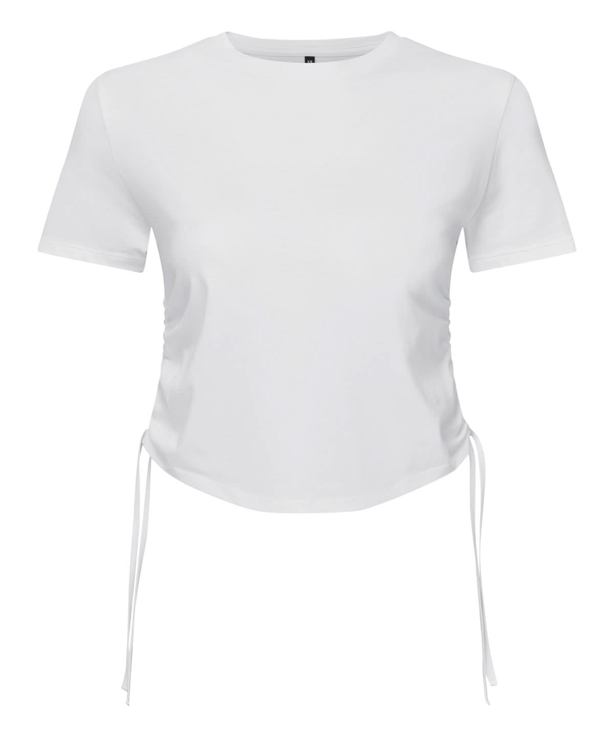 TriDri Tridri WomenS Ruched Crop Top TR069 - White - Customisable T-Shirts