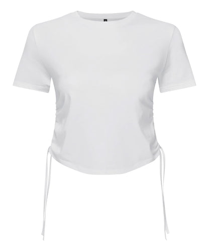 TriDri Tridri WomenS Ruched Crop Top TR069 - White - Customisable T-Shirts
