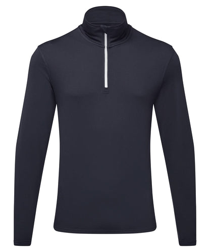 TriDri Tridri Recycled Long Sleeve Brushed Back Zip Top TR111 - French Navy White - Customisable Sports Overtops
