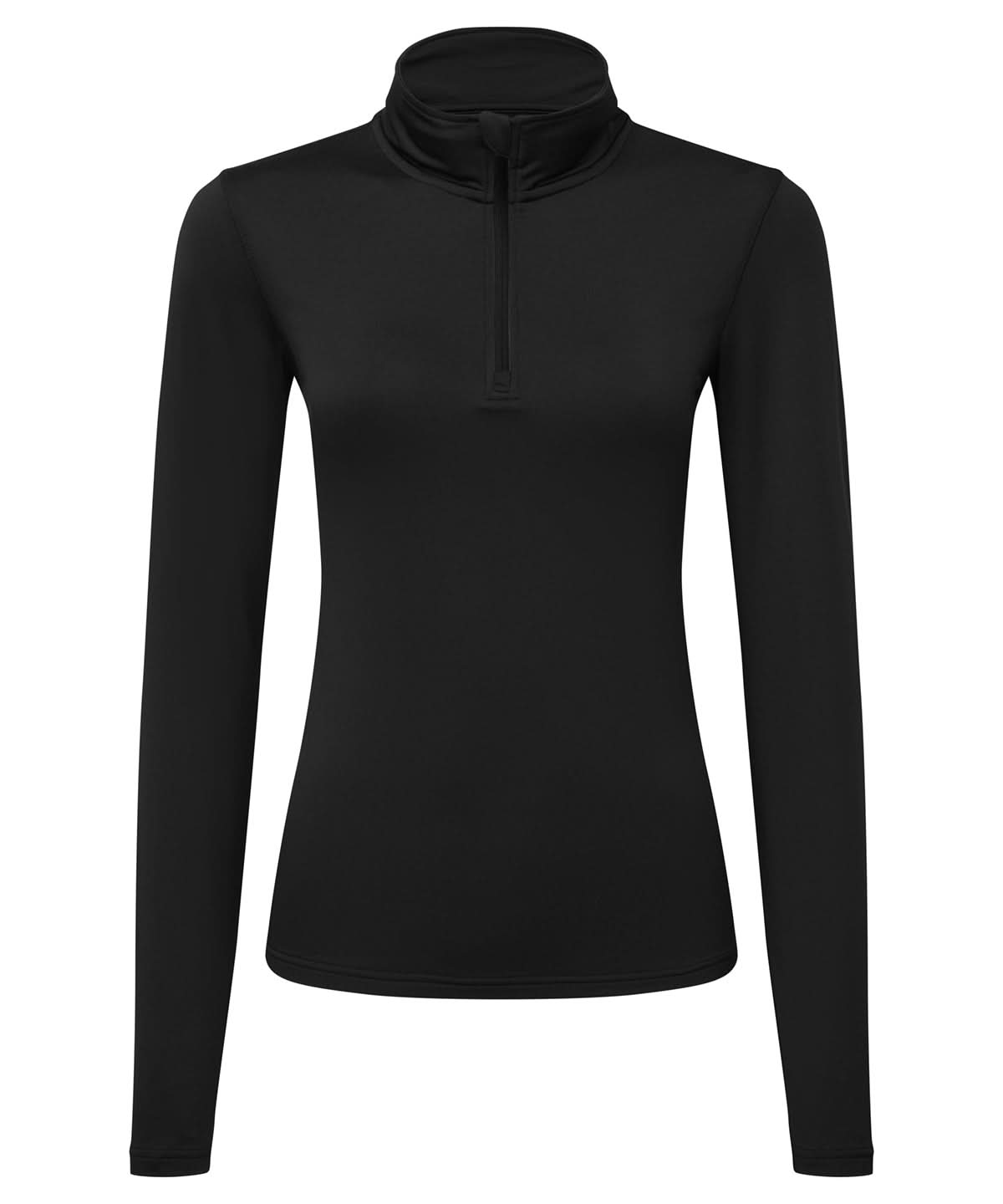 TriDri Tridri WomenS Recycled Long Sleeve Brushed Back Zip Top TR121 - Black Black - Customisable Sports Overtops