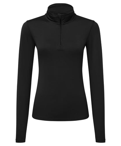 TriDri Tridri WomenS Recycled Long Sleeve Brushed Back Zip Top TR121 - Black Black - Customisable Sports Overtops