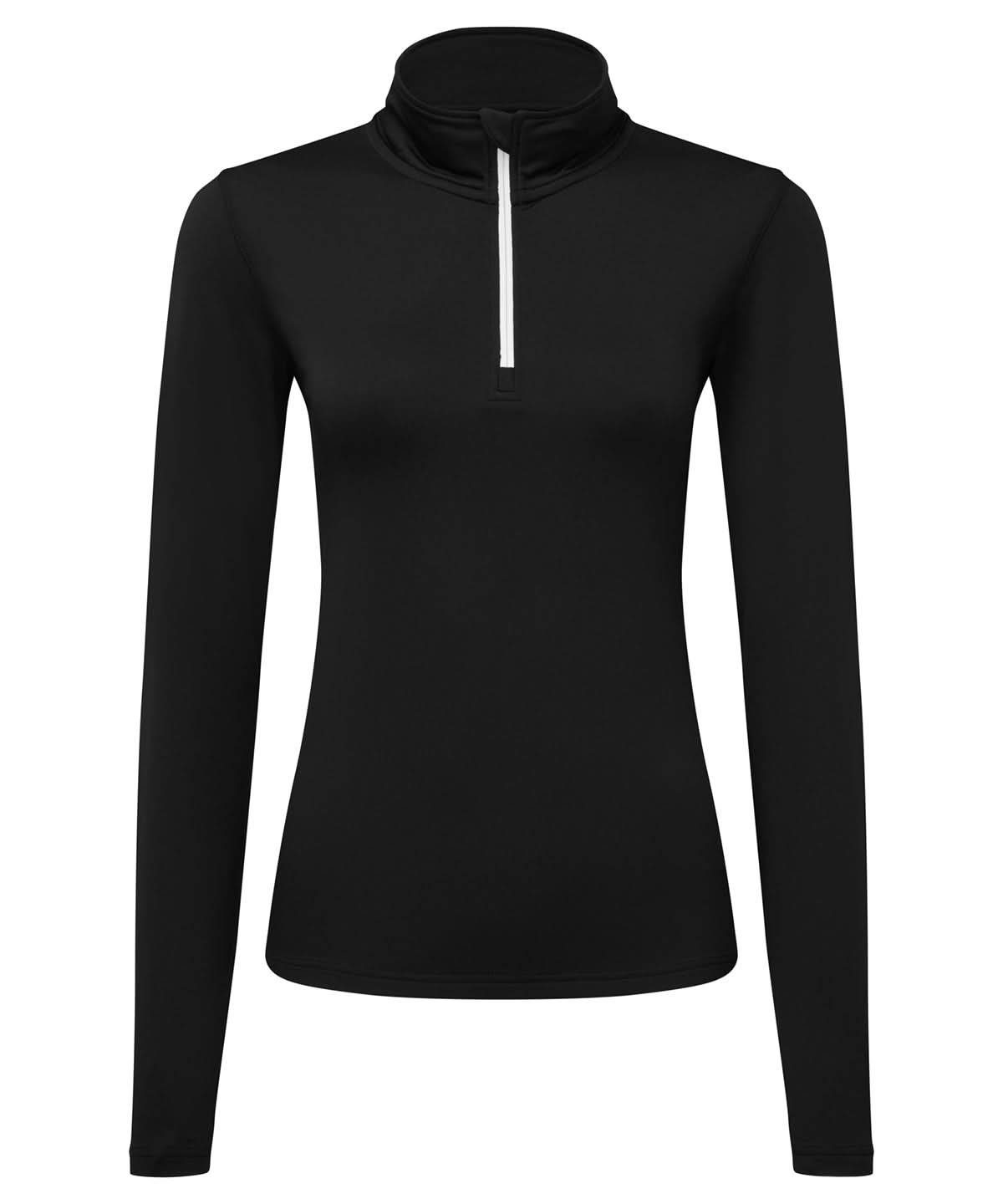 TriDri Tridri WomenS Recycled Long Sleeve Brushed Back Zip Top TR121 - Black White - Customisable Sports Overtops