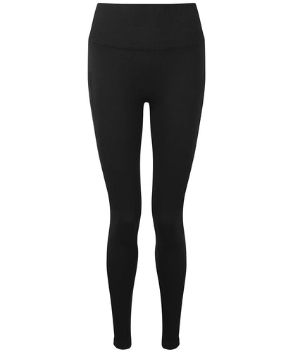 TriDri Tridri WomenS Ribbed Seamless 3D Fit Multi Sport Leggings TR211 - Black - Customisable Leggings