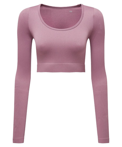 TriDri Tridri Women Ribbed SeamleShort Sleeve 3D Fit Crop Top TR224 - Mauve - Customisable T-Shirts