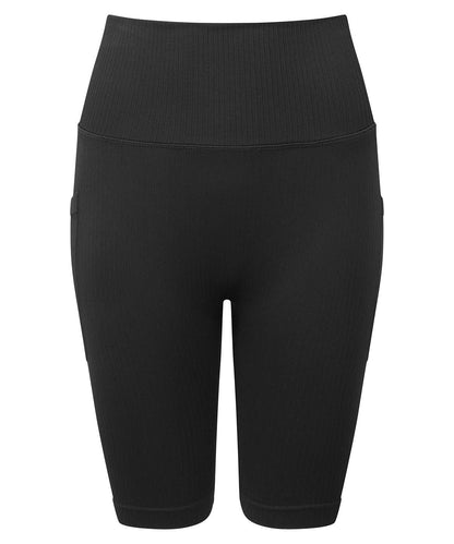 TriDri Tridri WomenS Ribbed Seamless 3D Fit Cycle Shorts TR225 - Black - Customisable Shorts