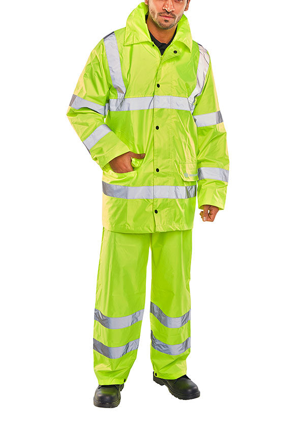Beeswift Hi Vis Lightweight Waterproof Suit - Saturn Yellow - Customisable Suits