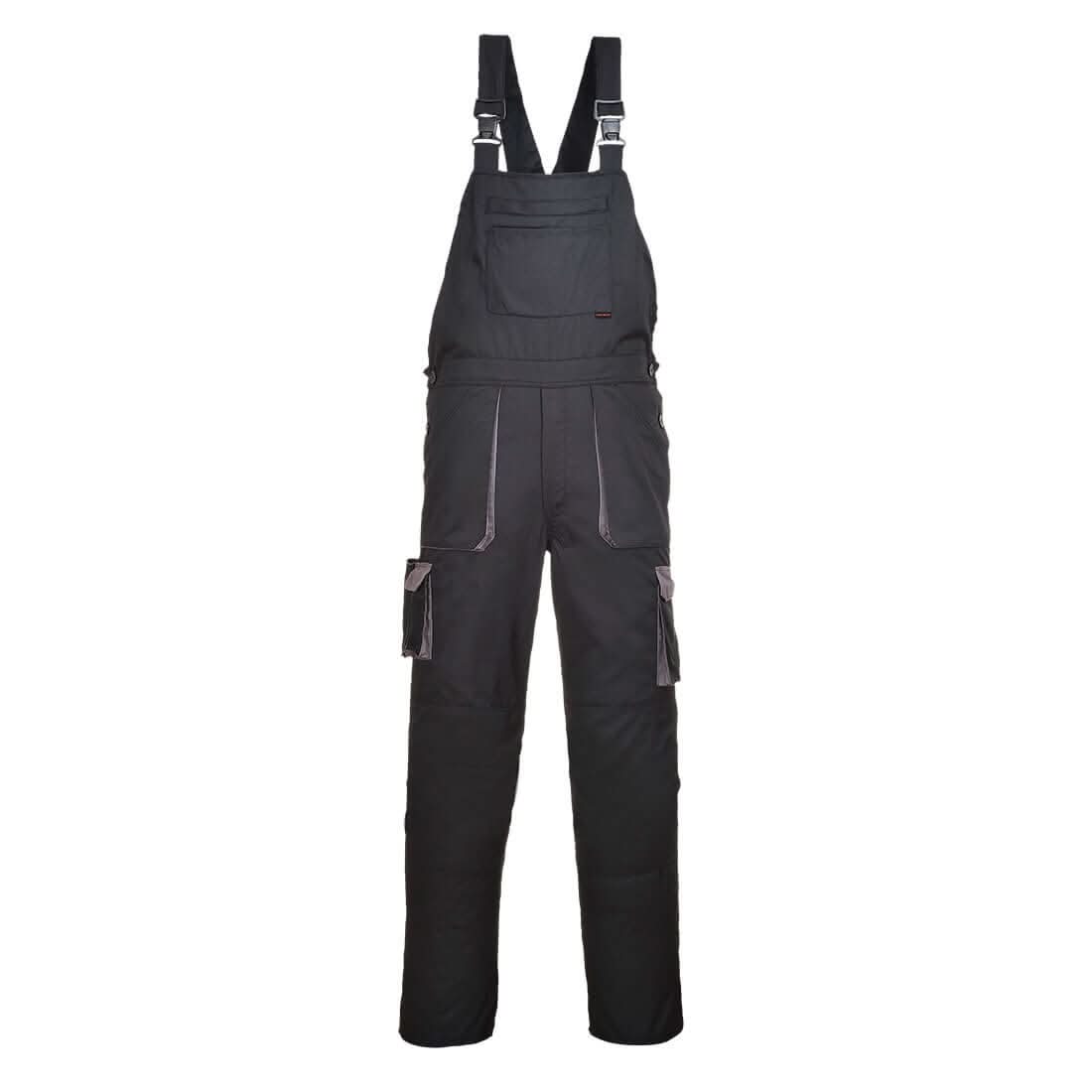 Portwest Texo Contrast Bib and Brace TX12 - Black - Customisable Coveralls