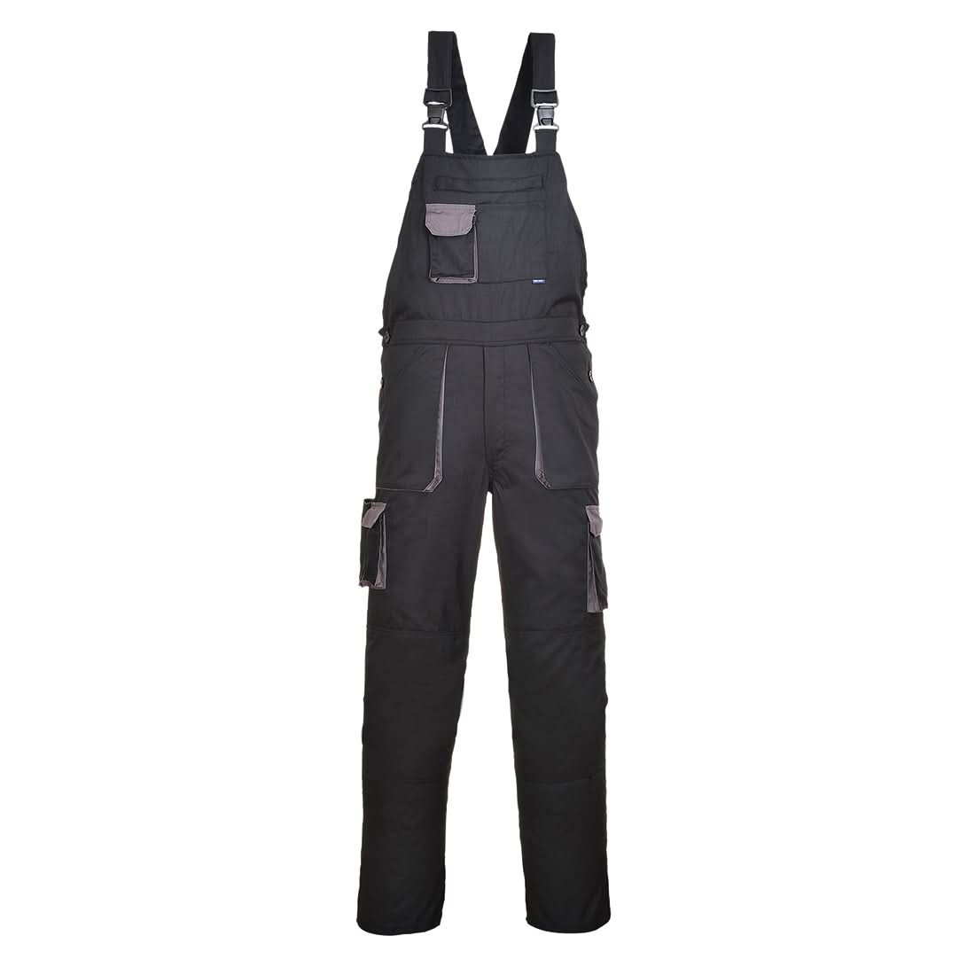 Portwest Texo Contrast Bib and Brace TX12 - Black Tall - Customisable Coveralls
