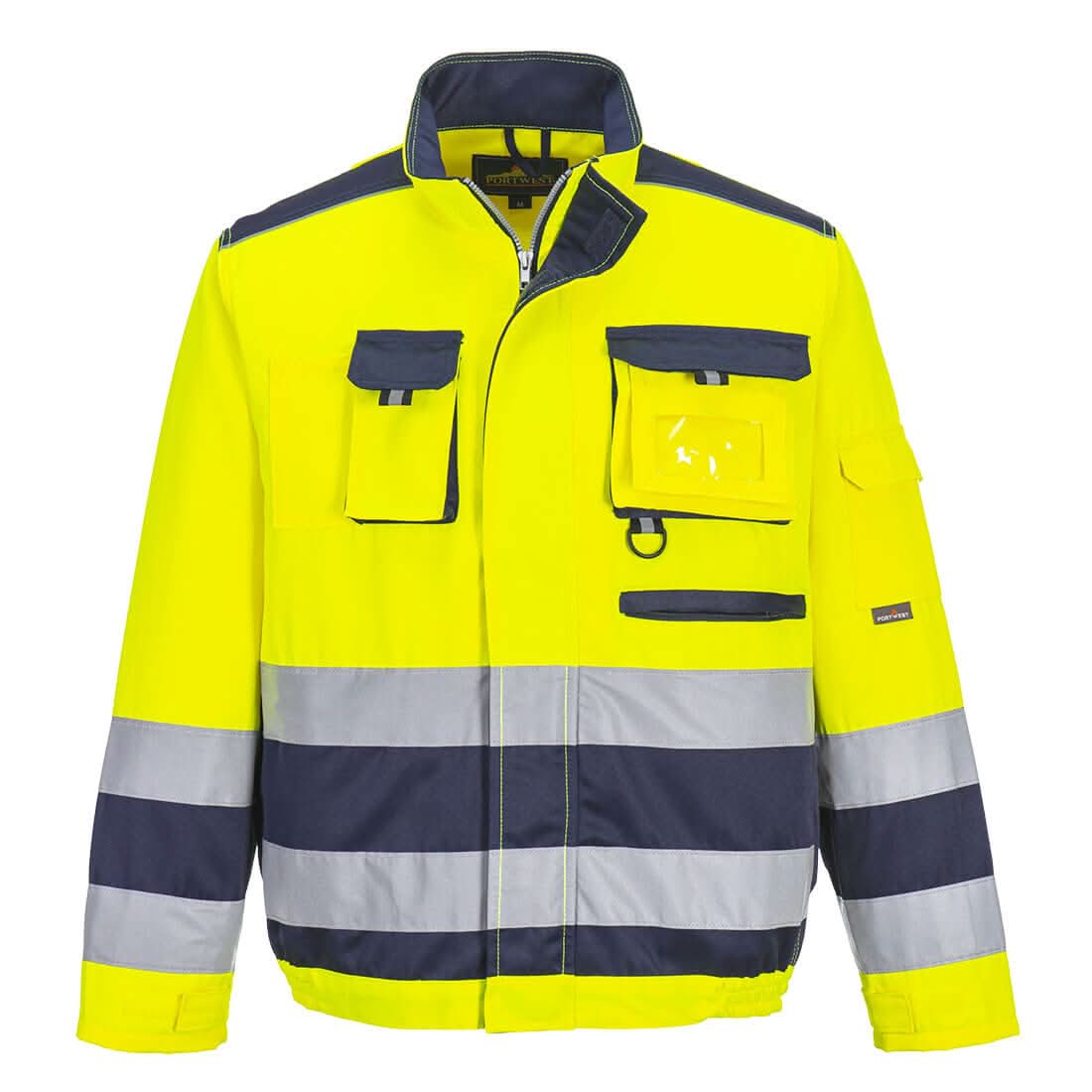 Portwest Lille Hi Vis Contrast Bomber Jacket TX50 - Yellow Navy - Customisable Jacket