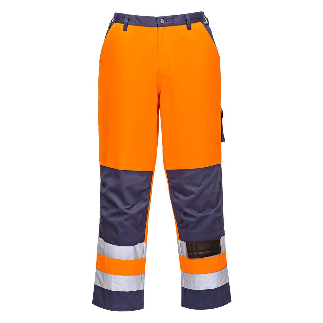 Portwest Lyon Hi Vis Contrast Work Trousers TX51 - Orange Navy Tall - Customisable Hi-Vis Trousers