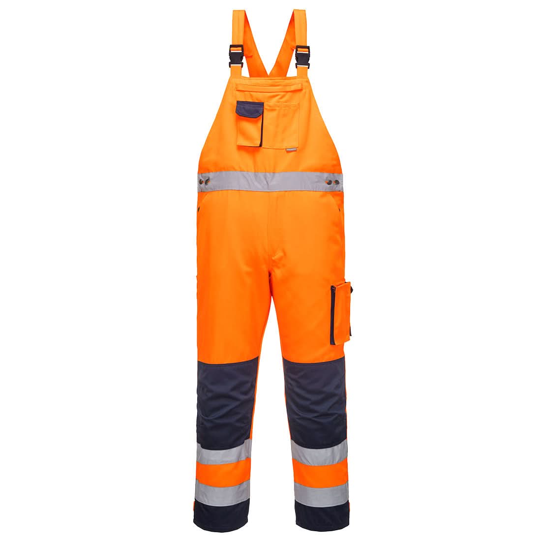 Portwest Dijon Hi Vis Contrast Work Bib And Brace TX52 - Orange Navy - Customisable Coveralls