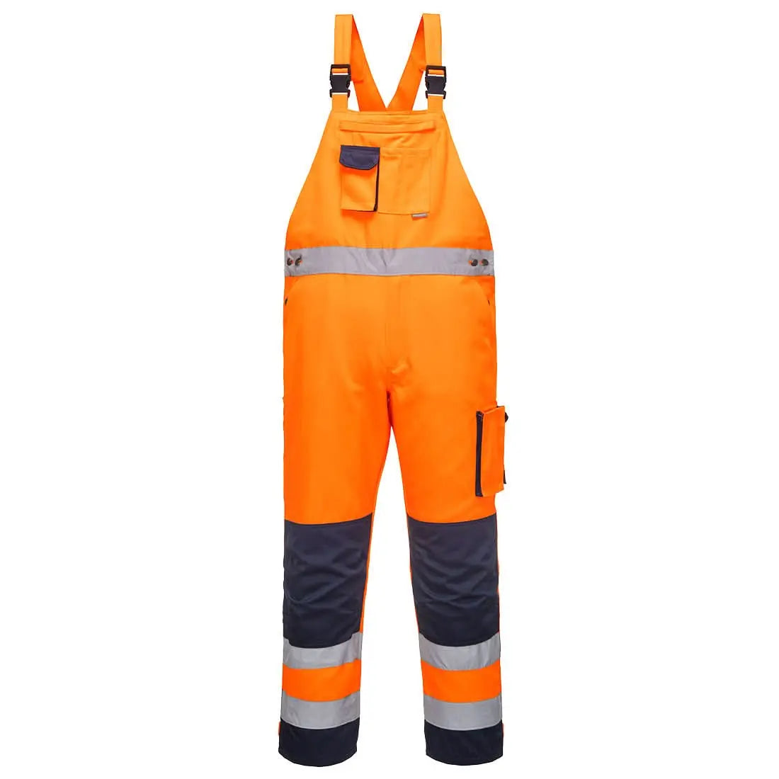 Dijon Hi Vis Contrast Work Bib And Brace Tx52 - Orange Navy - Customisable Bib &amp; Braces
