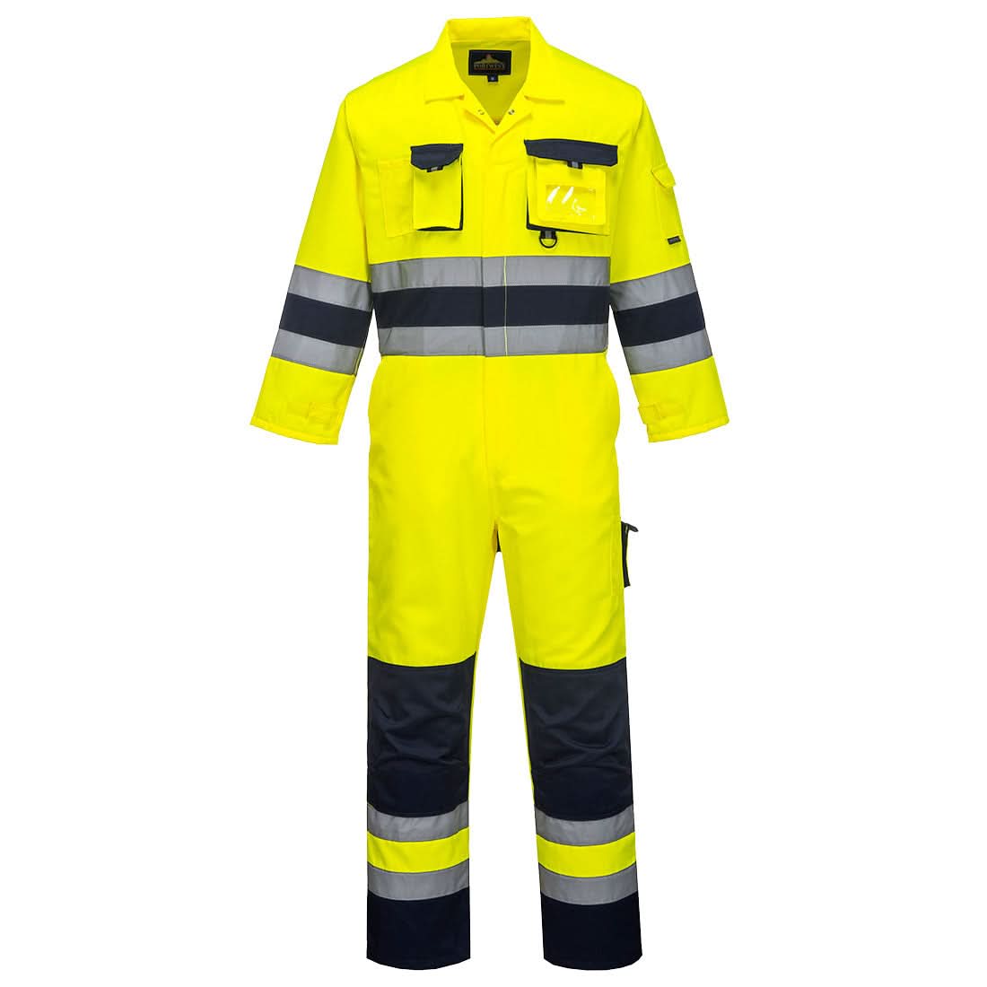 Portwest tes Hi Vis Contrast Work Coverall TX55 - Yellow Navy - Customisable HV Coverall