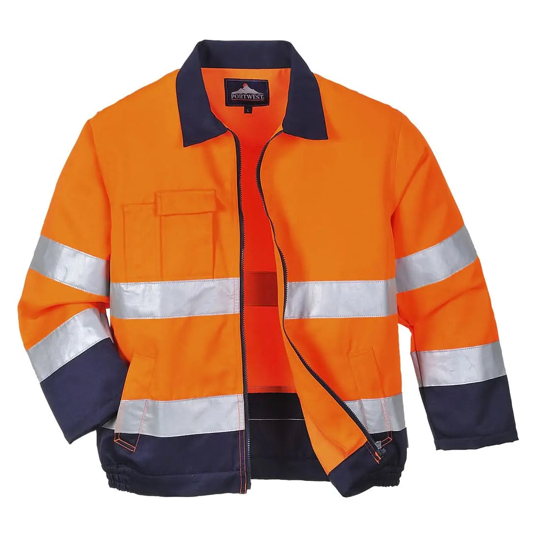 Madrid Hi Vis Contrast Bomber Jacket Tx70 - Orange Navy - Customisable Work Jackets