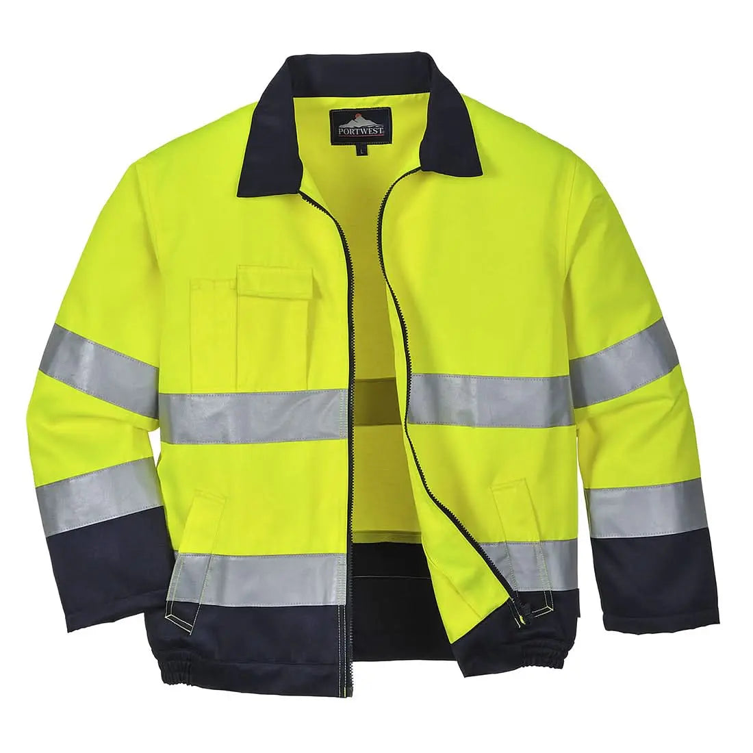 Madrid Hi Vis Contrast Bomber Jacket Tx70 - Yellow Navy - Customisable Work Jackets