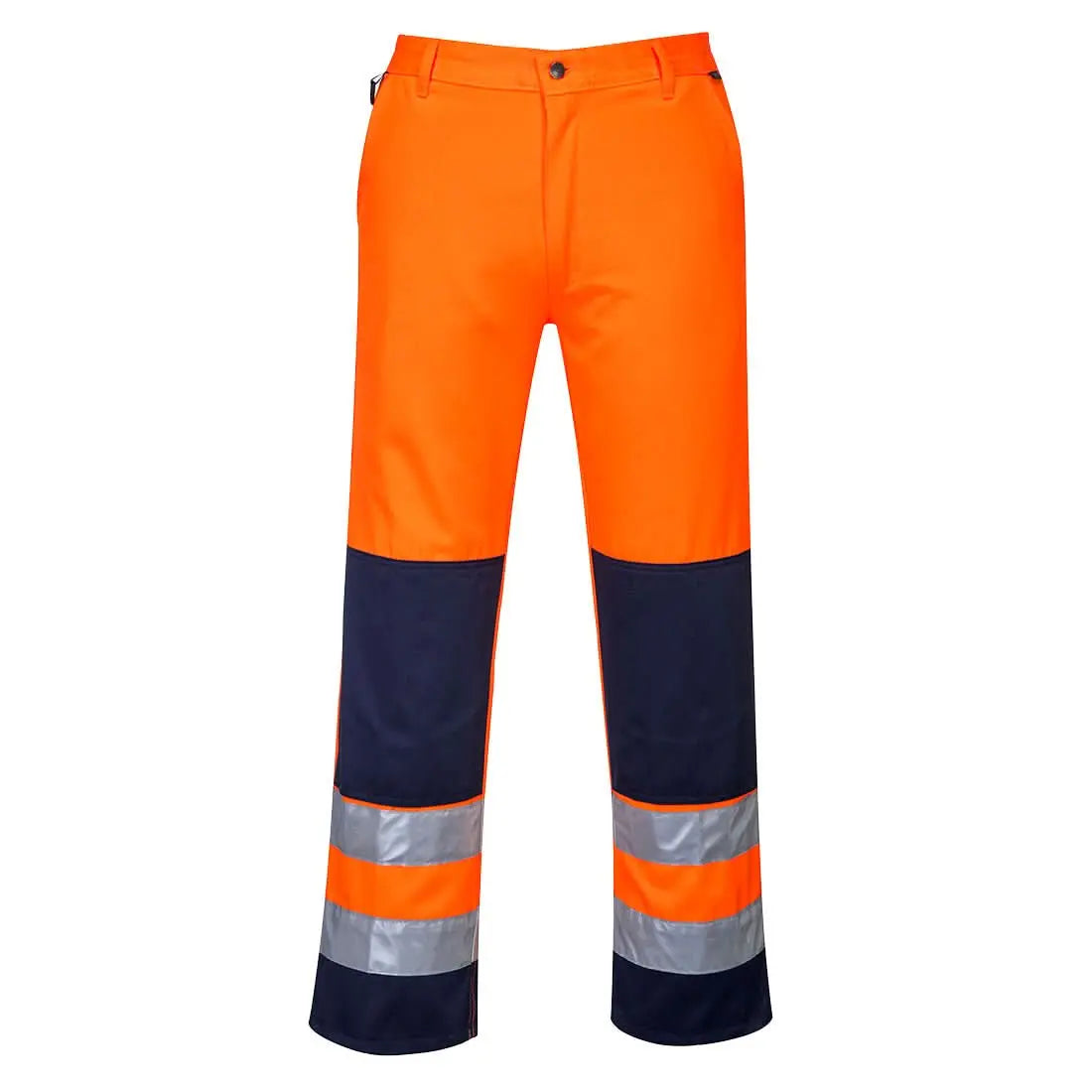 Seville Hi Vis Contrast Work Trousers Tx71 - Orange Navy - Customisable Work Trousers