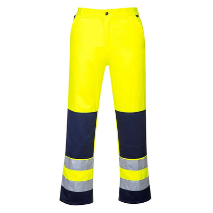 Seville Hi Vis Contrast Work Trousers Tx71 - Yellow Navy - Customisable Work Trousers
