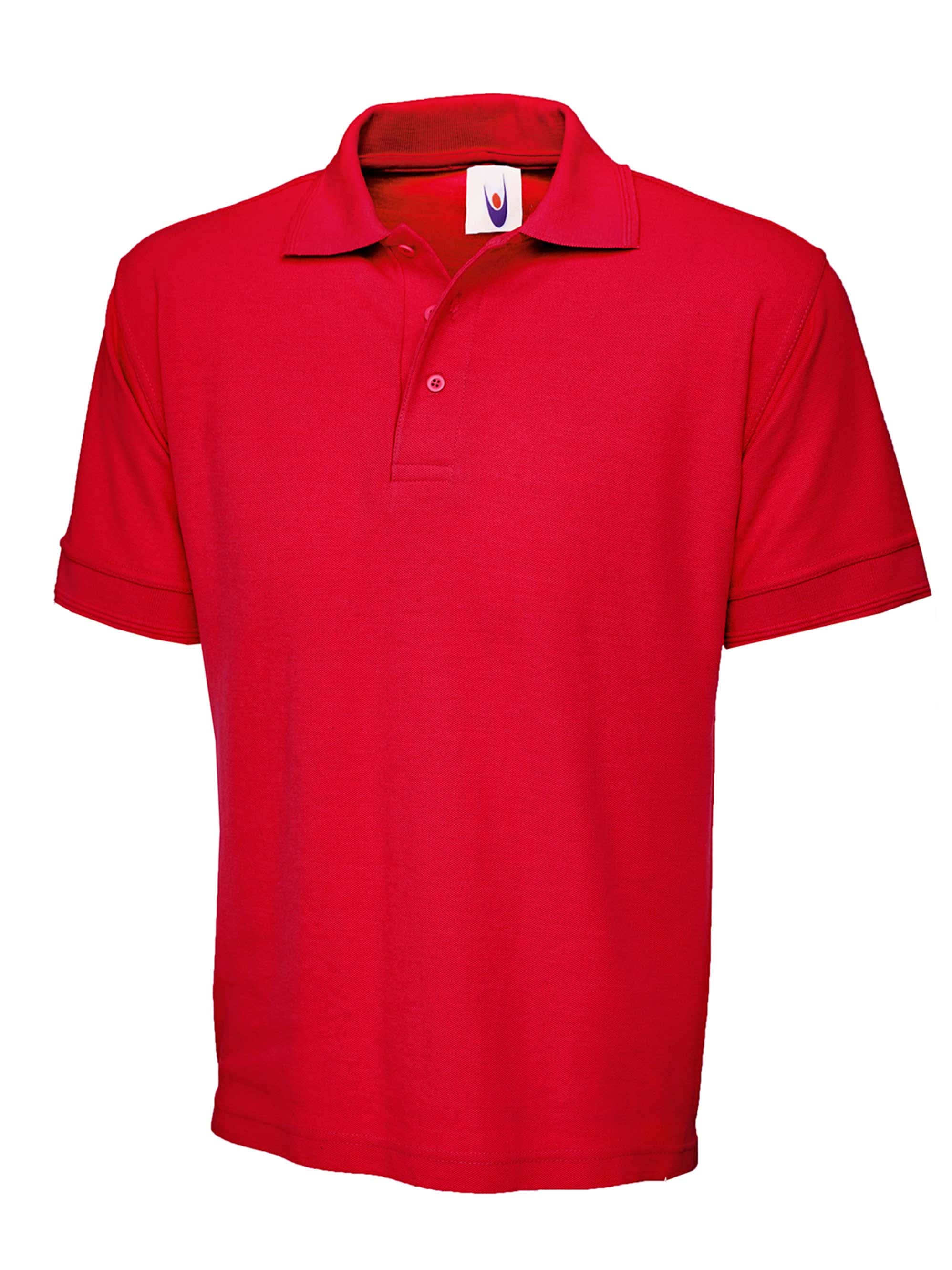 Uneek Heavyweight Cotton Poloshirt Red UC104 - Red - Customisable Polos