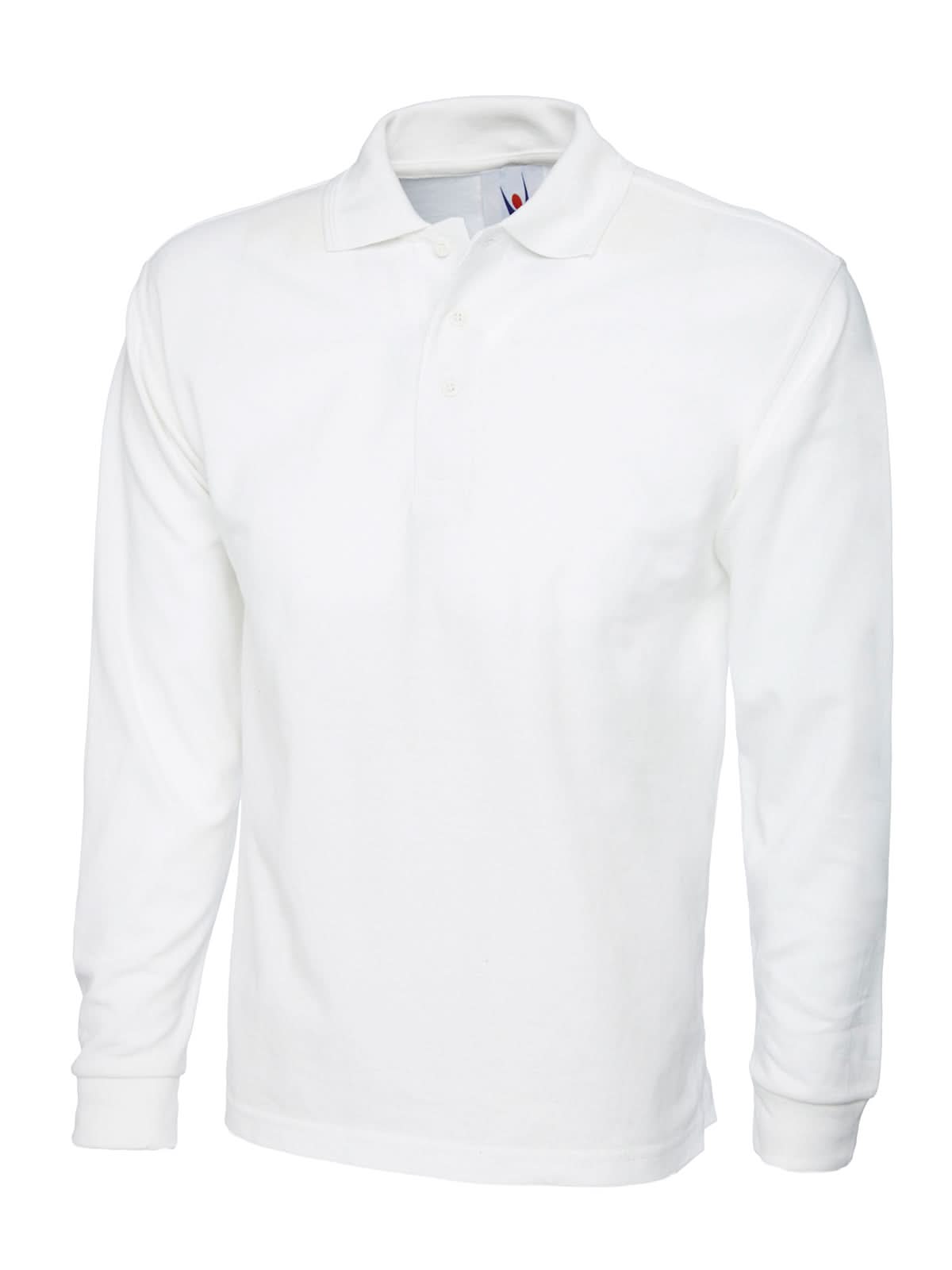 Uneek Longsleeve Classic Poloshirt White UC113 - White - Customisable Polos