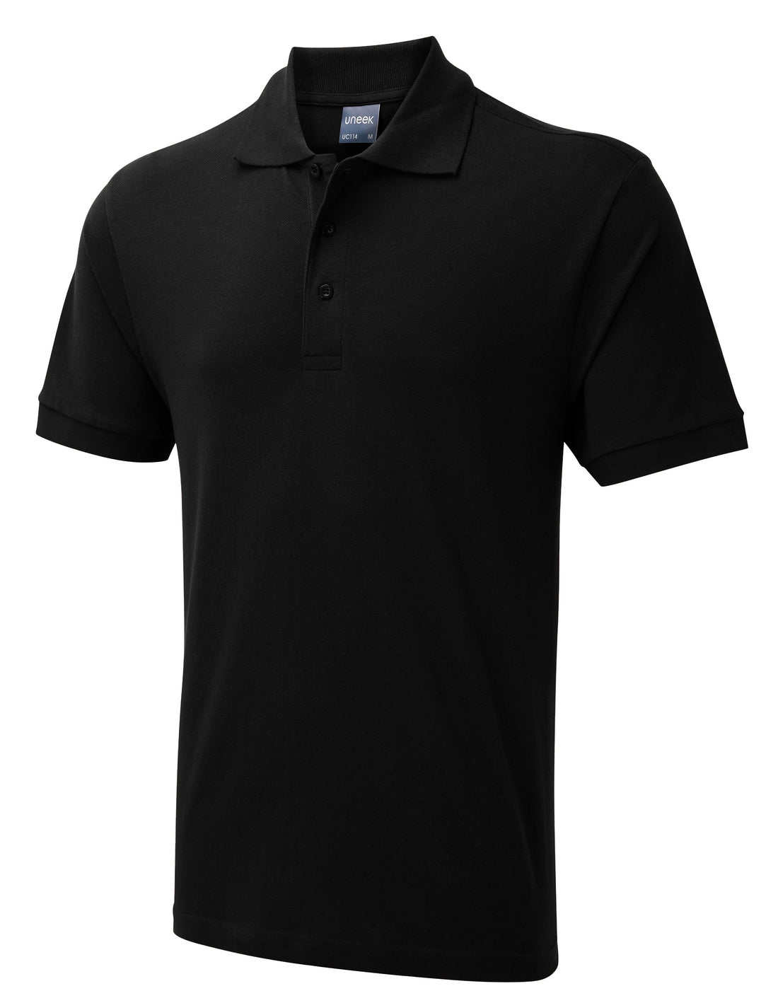 Uneek Mens Active Cotton Poloshirt Black UC114 - Black - Customisable Polos
