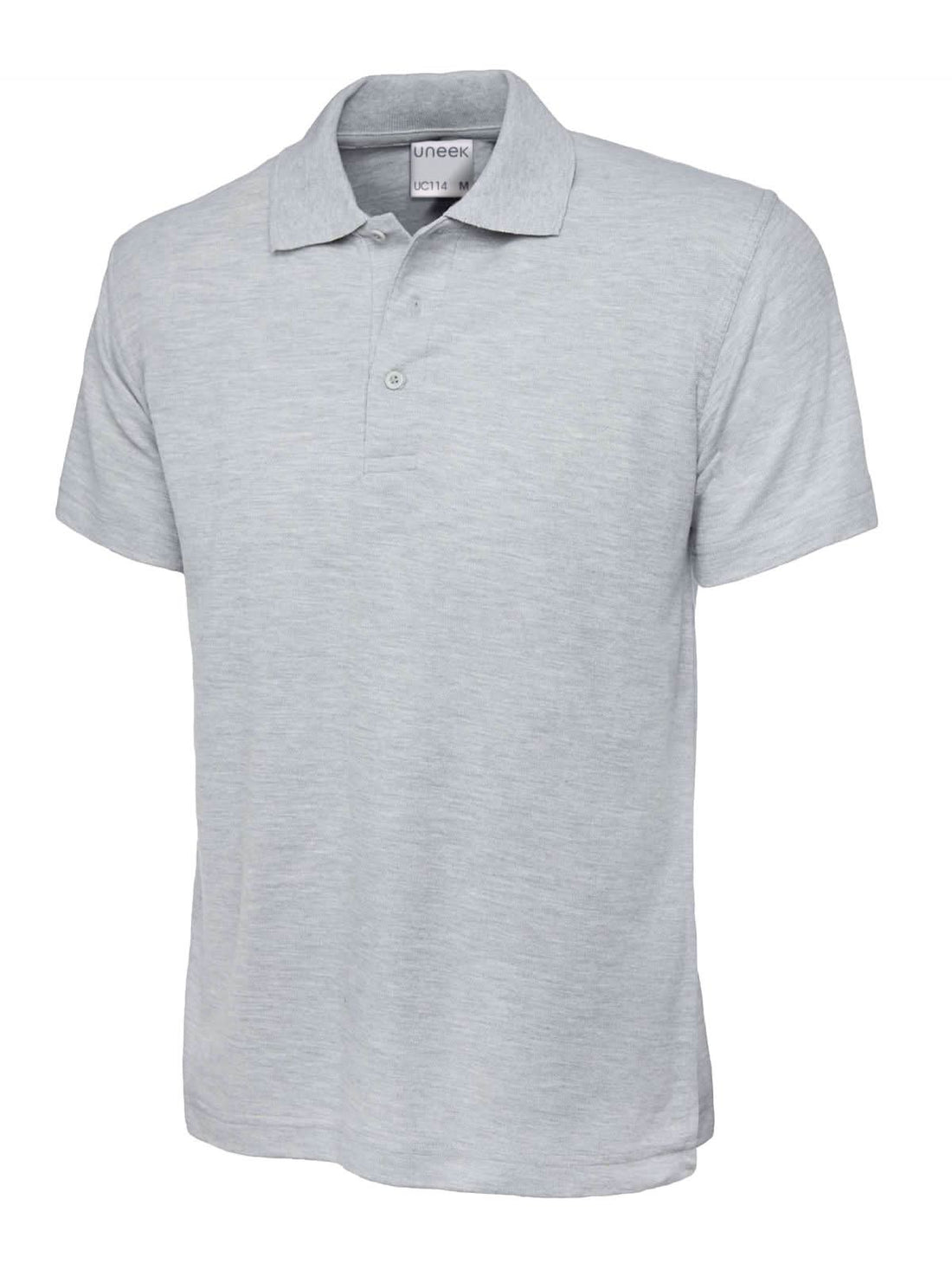 Uneek Mens Active Cotton Poloshirt Heather Grey UC114 - Heather Grey - Customisable Polos