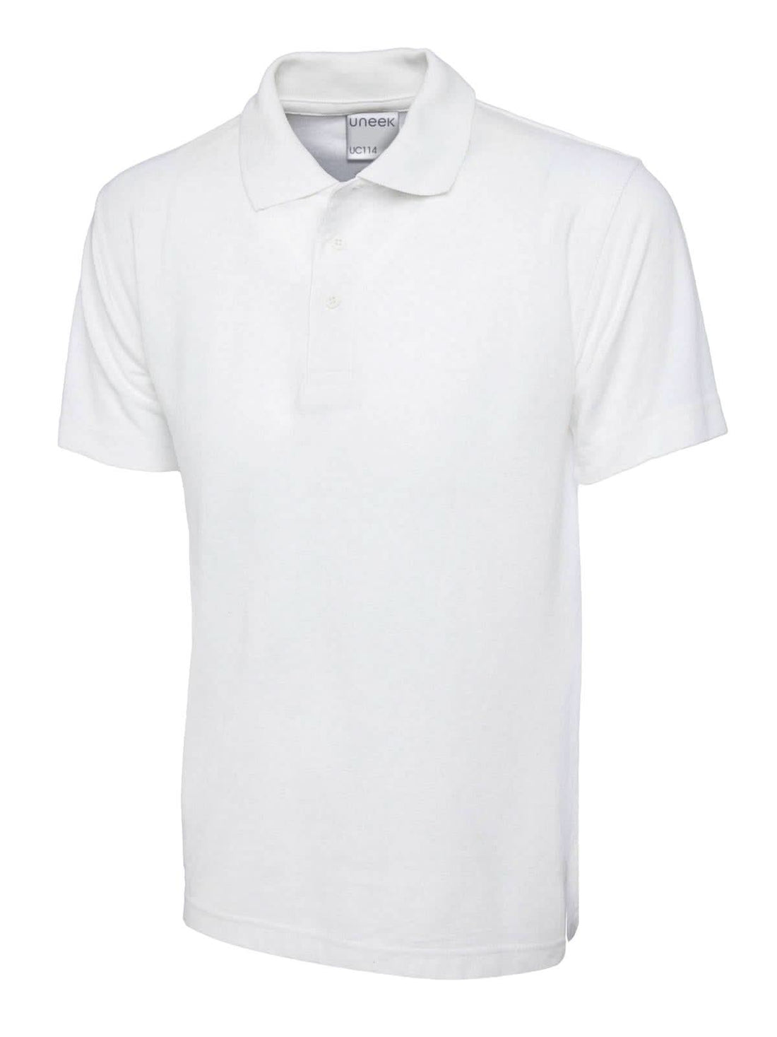 Uneek Mens Active Cotton Poloshirt White UC114 - White - Customisable Polos