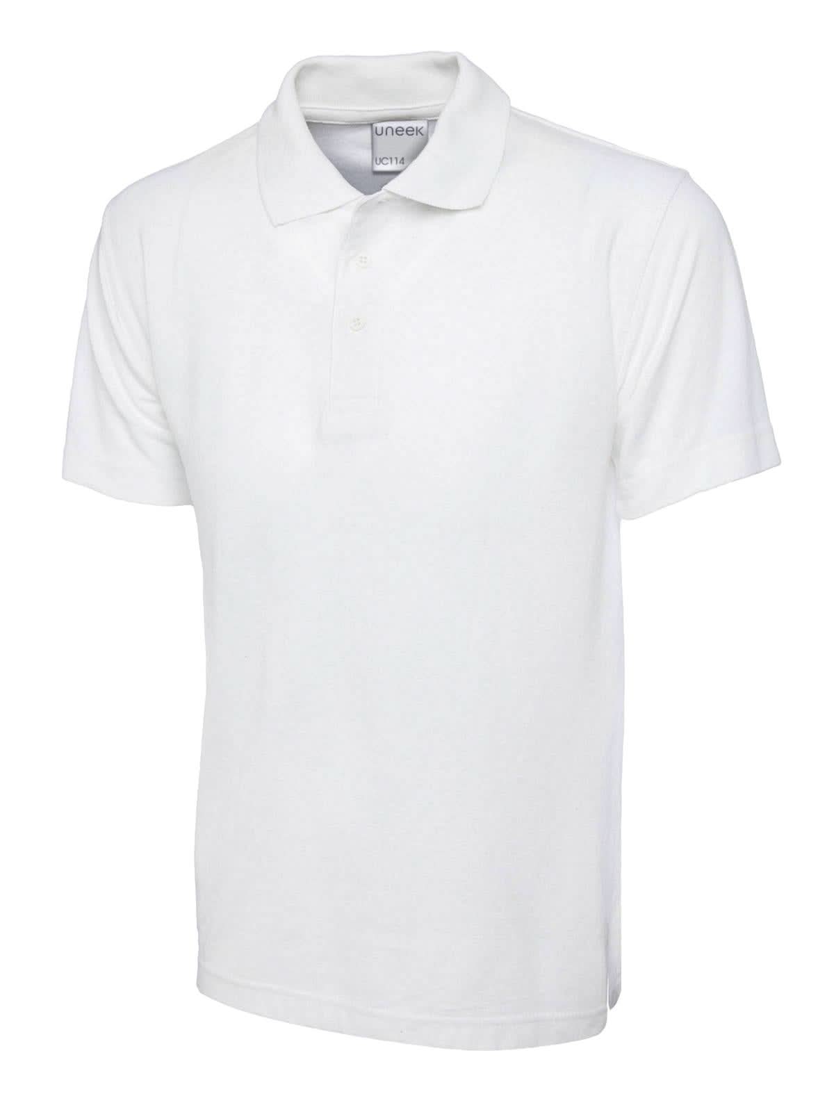 Uneek Mens Active Cotton Poloshirt White UC114 - White - Customisable Polos