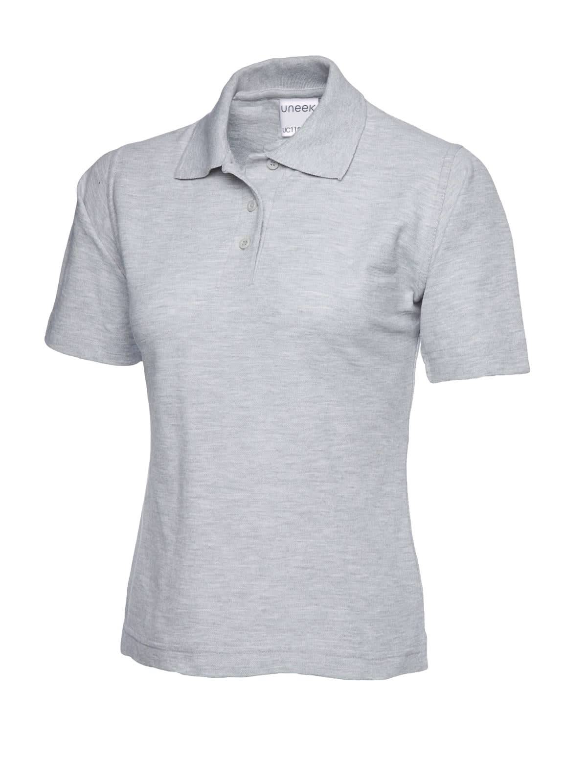 Uneek Ladies Active Cotton Poloshirt UC115 - Heather Grey - Customisable Polos