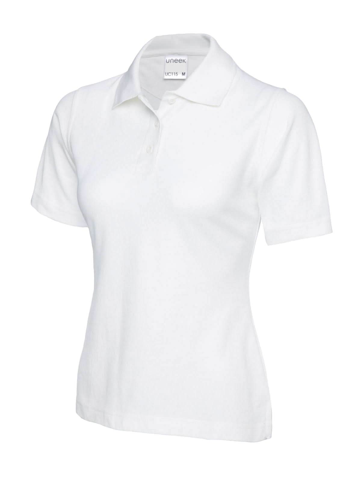 Uneek Ladies Active Cotton Poloshirt UC115 - White - Customisable Polos