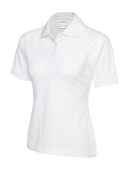 Uneek Ladies Active Cotton Poloshirt UC115 - White - Customisable Polos