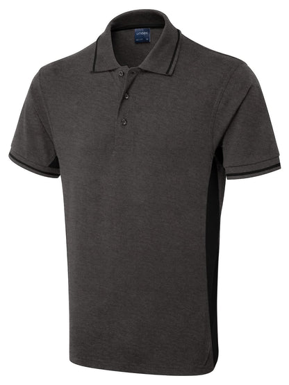 Uneek Two Tone Polo Shirt UC117 - Charcoal Black - Customisable Polos
