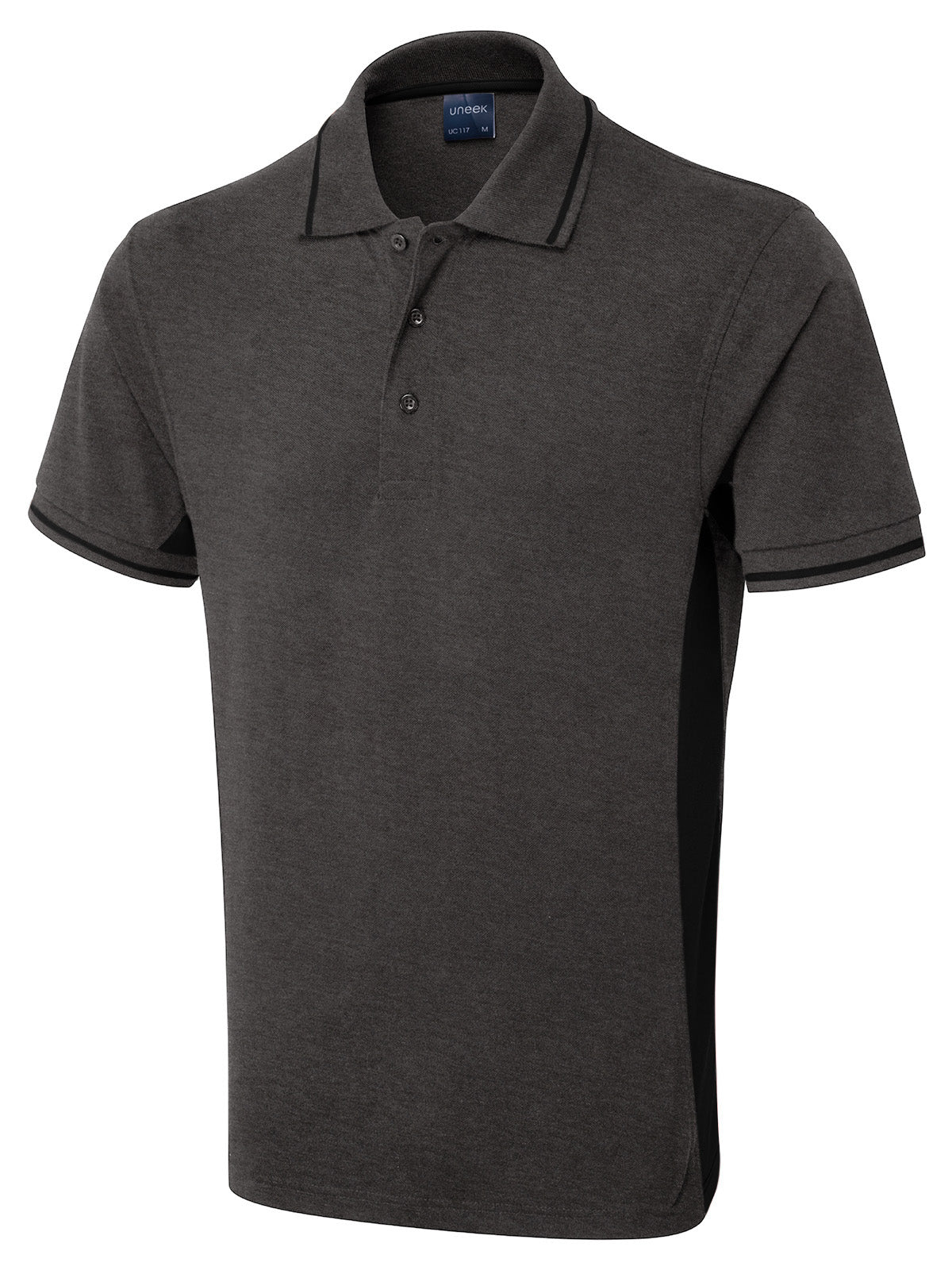 Two Tone Polo Shirt - UC117 - Charcoal Black - Customisable Polos
