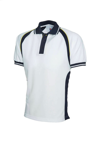 Uneek Sports Poloshirt UC123 - White Navy - Customisable Polos