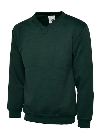 Uneek Childrens Classic V Neck Sweatshirt UC206 - Bottle Green - Customisable Sweatshirts