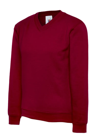 Uneek Childrens Classic V Neck Sweatshirt UC206 - Maroon - Customisable Sweatshirts