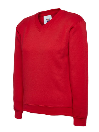 Uneek Childrens Classic V Neck Sweatshirt UC206 - Red - Customisable Sweatshirts