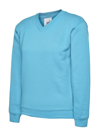 Uneek Childrens Classic V Neck Sweatshirt UC206 - Sky - Customisable Sweatshirts