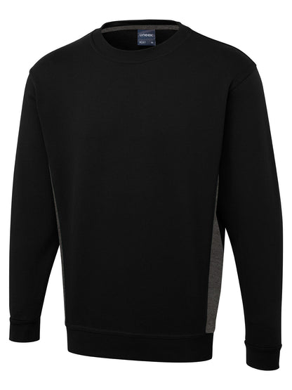 Two Tone Crew Neck Sweatshirt - UC217 - Black Charcoal - Customisable Sweatshirts
