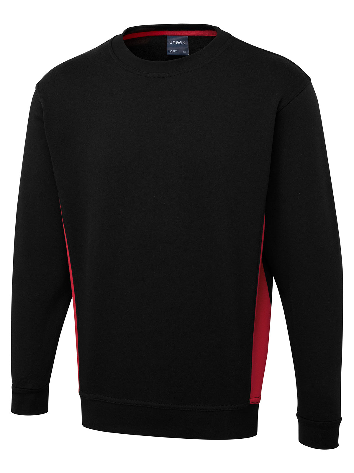 Two Tone Crew Neck Sweatshirt - UC217 - Black Red - Customisable Sweatshirts